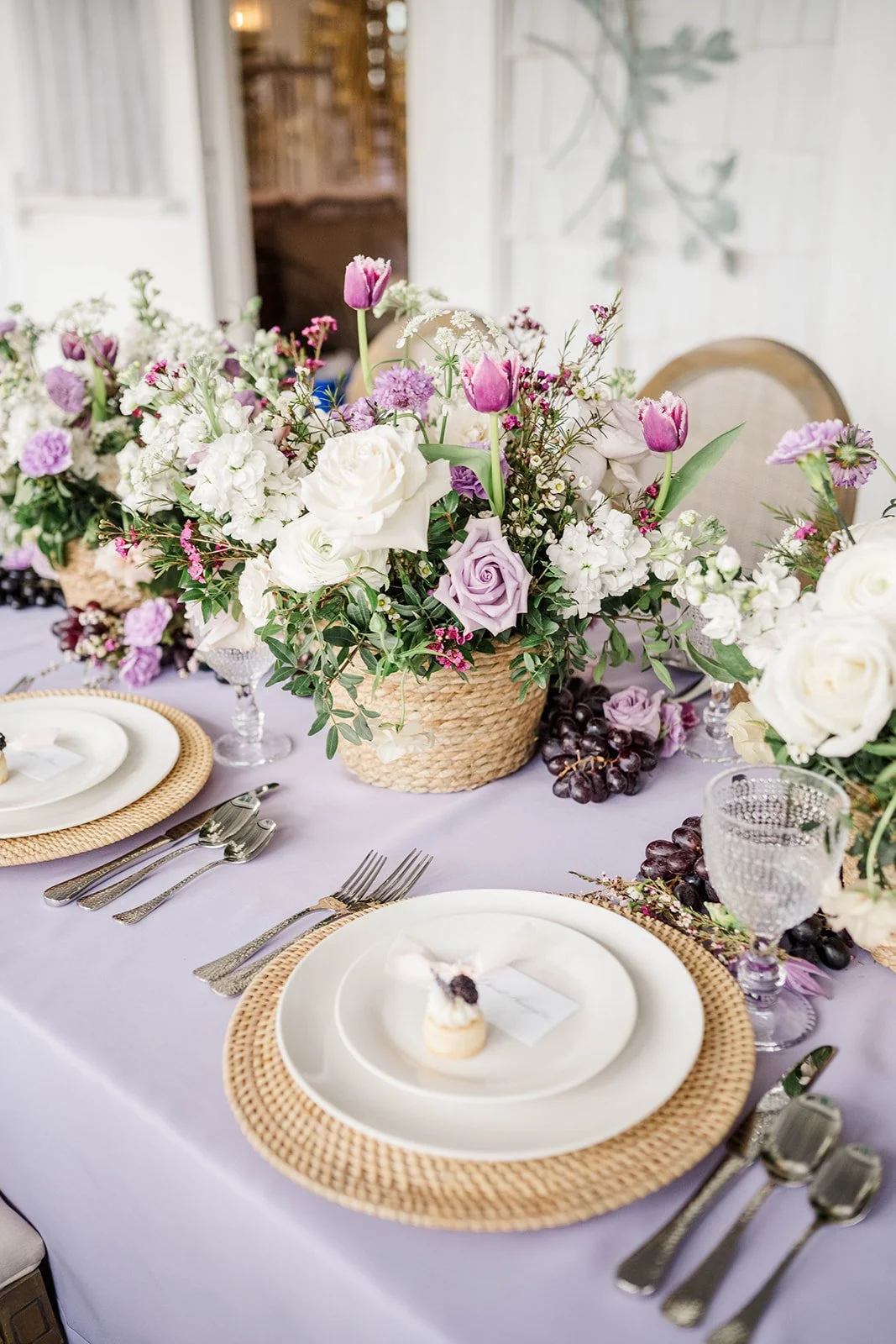 Family-style farm table dining